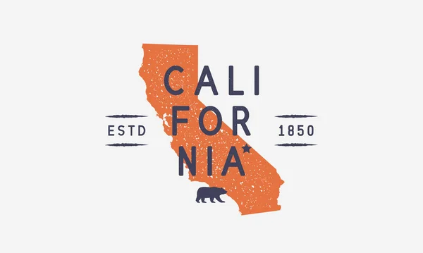 California Golden State Logo Etichetta Poster Dello Stato Della California — Vettoriale Stock