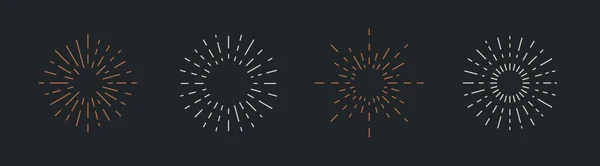 Güneş Patlaması Seti Tepsiler Patlamalar Logo Amblem Etiket Için Klasik — Stok Vektör