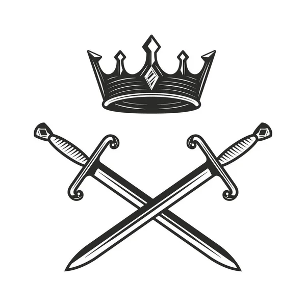 Koning Koninklijk Logo Met Koningen Kroon Zwaard Pictogrammen Koninklijk Vintage — Stockvector