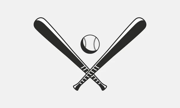 Baseball Bats Ball Icons Isolated White Background Crossed Baseball Bats — Stock Vector