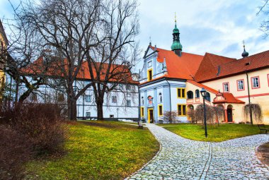 Cesky Krumlov şehir kış manzarası