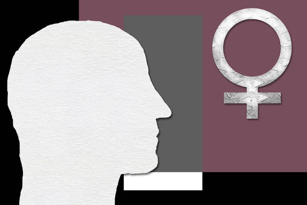 Gender dysphoria, transgender, gender identity concept. Woman in biological body of man