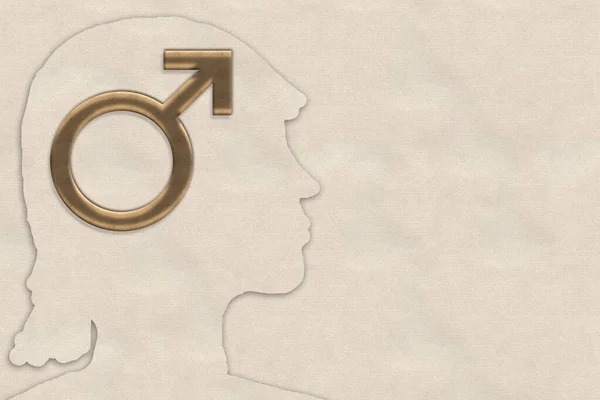 性别焦虑 性别认同的概念 女性生物体中的男性 背景为空白文本 — 图库照片