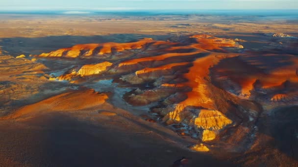 Kazakhstan Chalk Mountains Aerial View — Αρχείο Βίντεο