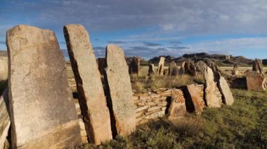 Kazakhstan. The Begazy burial ground is a group of burials of tribal leaders and religious figures of the late Bronze Age.