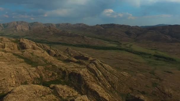 Kazakhstan Ulytau Summer Mountains Drone Flight — Video Stock