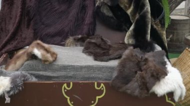 The dresser is full of products from natural fur.