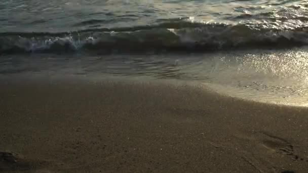 Soft Blue Sea Wave Sandy Beach Black Sand Magnetic Beach — Stock videók