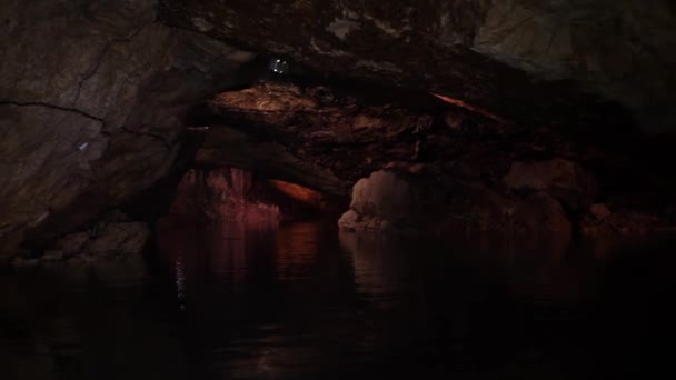 Underground Cave Artificial Lighting — Stock Video