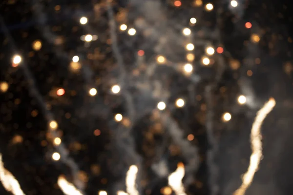 Black Background Bokeh Explosions Colorful Fireworks — Foto de Stock