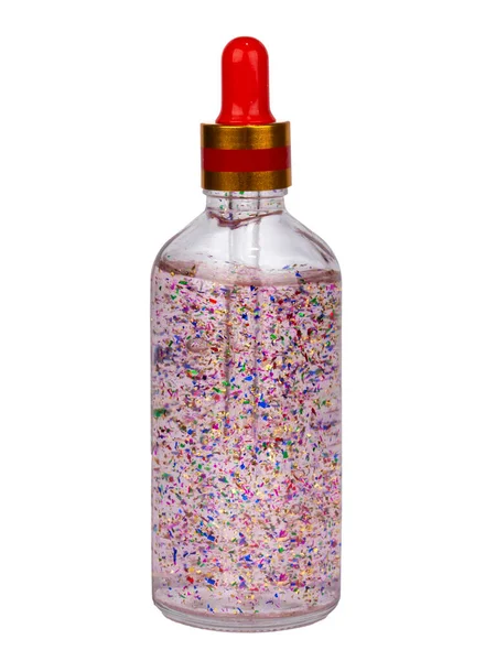 Suero Cosmético Crema Una Botella Con Destellos Colores — Foto de Stock