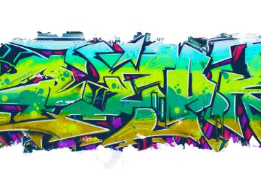 Beyaz arkaplana çok renkli ve soyut bir grafiti..
