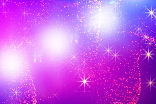 Festive Purple Background Pink Salute Spots White Shining Stars Flyer — Stock Photo, Image