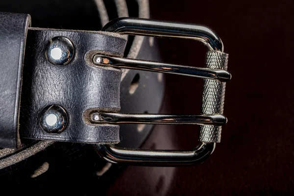 Black Leather Belt Dark Background Leather Products — ストック写真