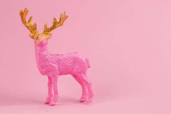 Fundo Natal Minimalista Festivo Fundo Rosa Veado Rosa Com Chifres — Fotografia de Stock