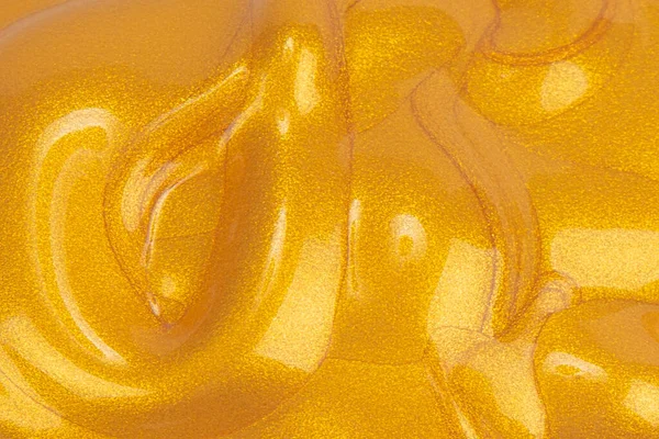 Textur Gyllene Kosmetisk Produkt Gyllene Akrylfärg Närbild Spridning Guld — Stockfoto