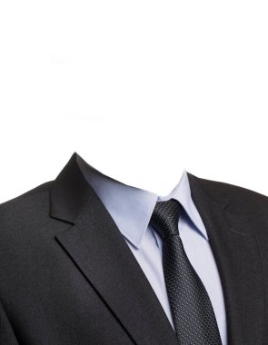 Beyaz arka planda kafasız iş adamı portresi