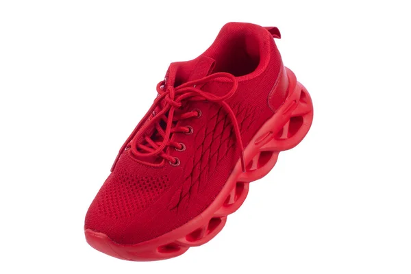 Червоний Кросівок Тканини Білому Тлі Спортивне Взуття — стокове фото