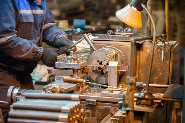 Промисловий Токарний Верстат Магазині Роботи Металом — стокове фото
