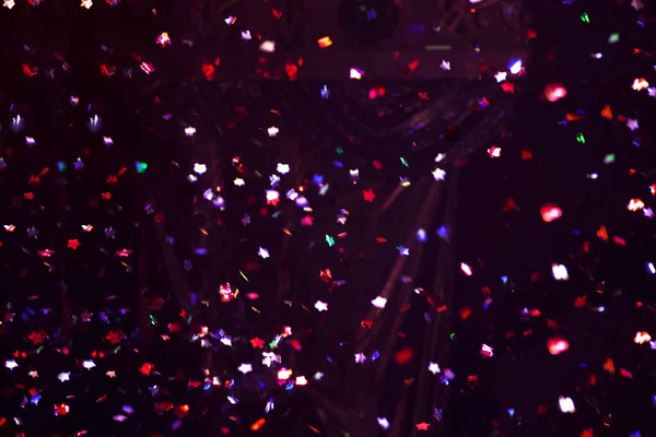 Flying Colorful Festive Glitter Confetti Dark Background — Stock Photo, Image