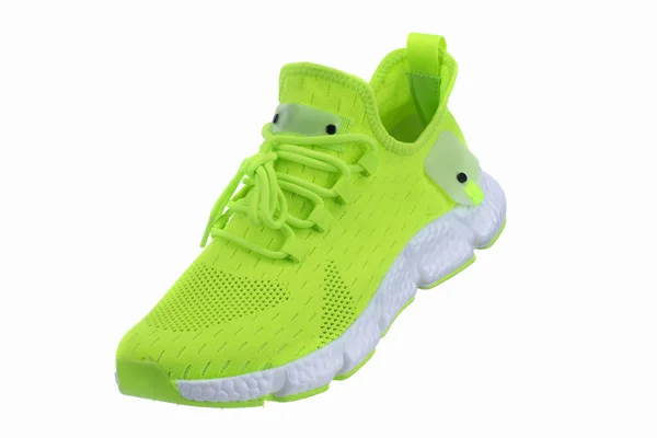 Green Sneaker Made Fabric White Sole White Shoe — Stock Photo, Image
