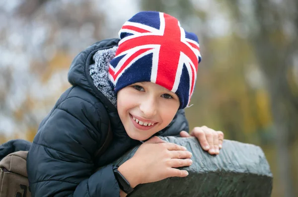 Happy Child Hat British Flag Stock Picture