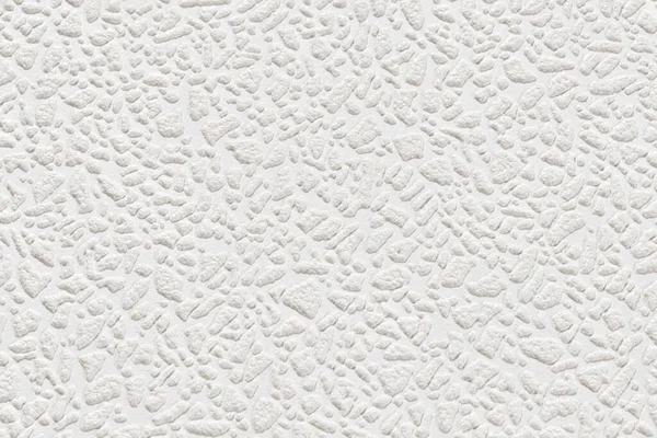 White texture of paper wallpaper with relief pimples of different sizes close-up. Plastered embossed wall.