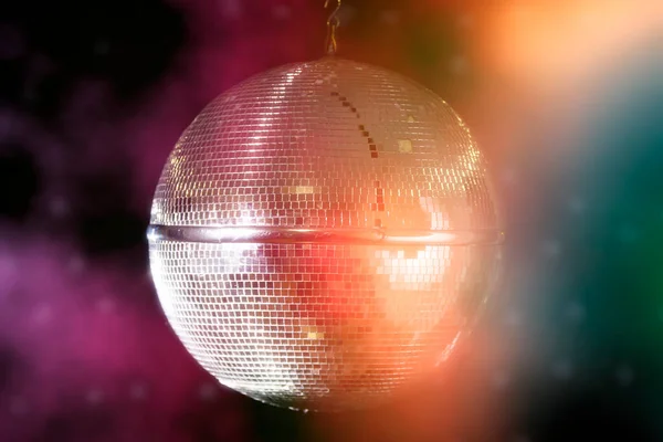 Disco Ball Bright Beams Night Party Background Photo — Stock Photo, Image