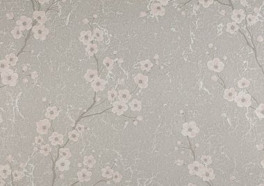 Japon kiraz ağacı desenli gri bir kağıt parçası..