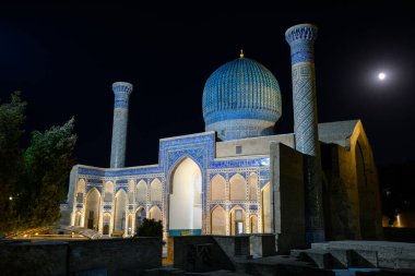 Semerkant, Özbekistan - 28 Ağustos 2023: Gur-e-Amir (Kralın Mezarı), Özbekistan 'ın Semerkand kentindeki Asyalı fatih Timur' un mozolesi..