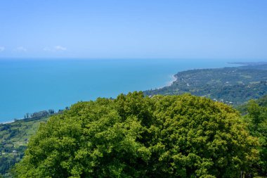 Yeni Athos, Abhazya, Gürcistan - 4 Temmuz 2022: Yeni Athos manastırı manzaralı manzara.