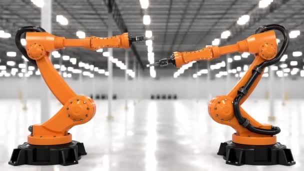 Robot Karok Megérintik Egymást Renderelés Ipari Háttérben Hurok Animáció — Stock videók