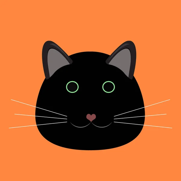 橙色背景下可爱的黑猫脸 — 图库照片