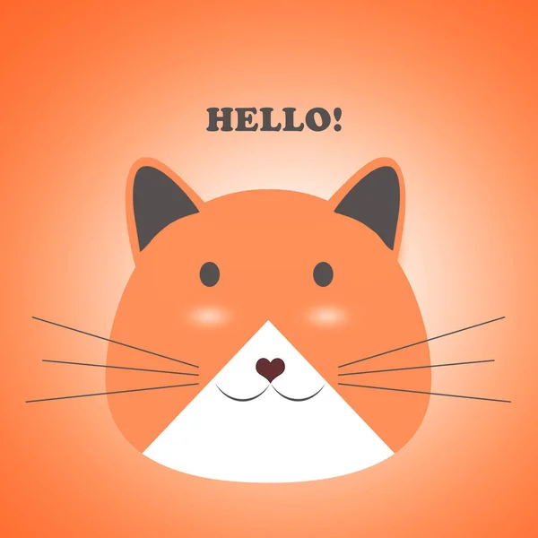 cute ginger cat face on orange background.