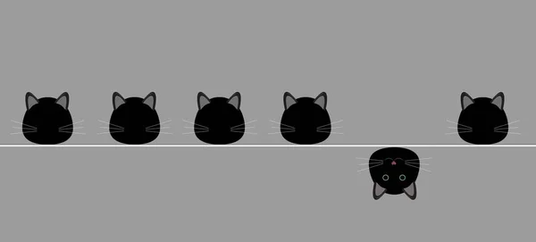 Jednoduché Kočičí Tváře Šedém Pozadí Pet Ilustrace — Stock fotografie