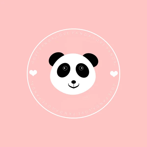 Cute Panda on positive illustration, logo design Chinese Teddy-bear. simple image, picture with animal hearts and text (love panda) on a pink background