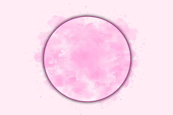 Pink Colorful Watercolor Splash Circle Pada Latar Belakang Merah Muda — Stok Foto