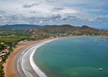 San Juan del Sur Körfezi 'nin hava manzarası, Nikaragua, Orta Amerika.