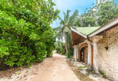 Ormandaki eski ev. Praslin Adası, Seyşeller