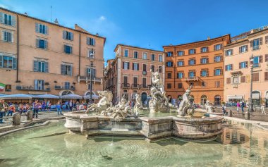 Roma, İtalya - 13 Ekim: Piazza Navona, Fontana del Nettuno