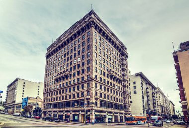 Los Angeles, California - 27 Ekim 2016: Downtown Los Angeles bulutlu bir günde