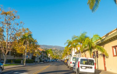 Street in Santa Barbara at sunset. California, USA clipart