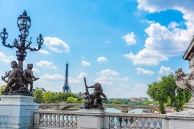 World famous Eiffel tower seen from Alexander III bridge. Paris, France clipart