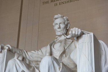 Lincoln Memorial 'daki Abraham Lincoln heykeli. Washington D.C., ABD