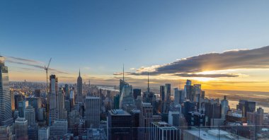 Manhattan skyline seen at sunset. New York City, USA clipart