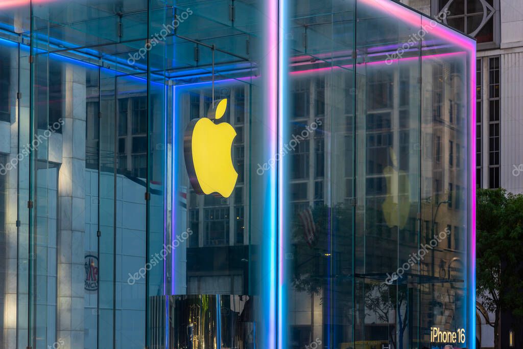 New York, USA - October 07, 2024: Apple Store in 5h avenue in Manhattan