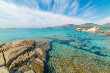 Spiaggia del Riso 'da turkuaz deniz. Sardunya, İtalya