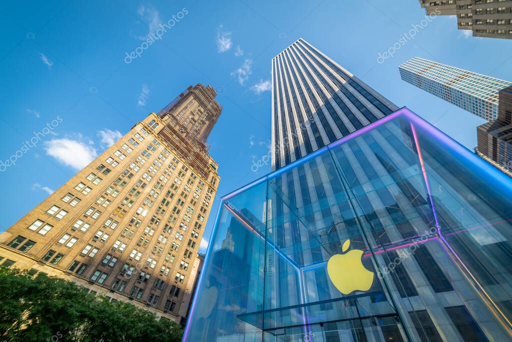 New York, USA - October 07, 2024: Apple Store in 5th avenue in Manhattan
