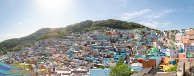 Busan, Kore 'deki Gamcheon Kültür Köyü' nün panoramik görüntüsü