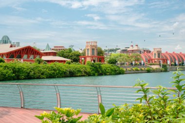 Singapur - 22 Ekim 2022 Sentosa Adası Tatil Köyü